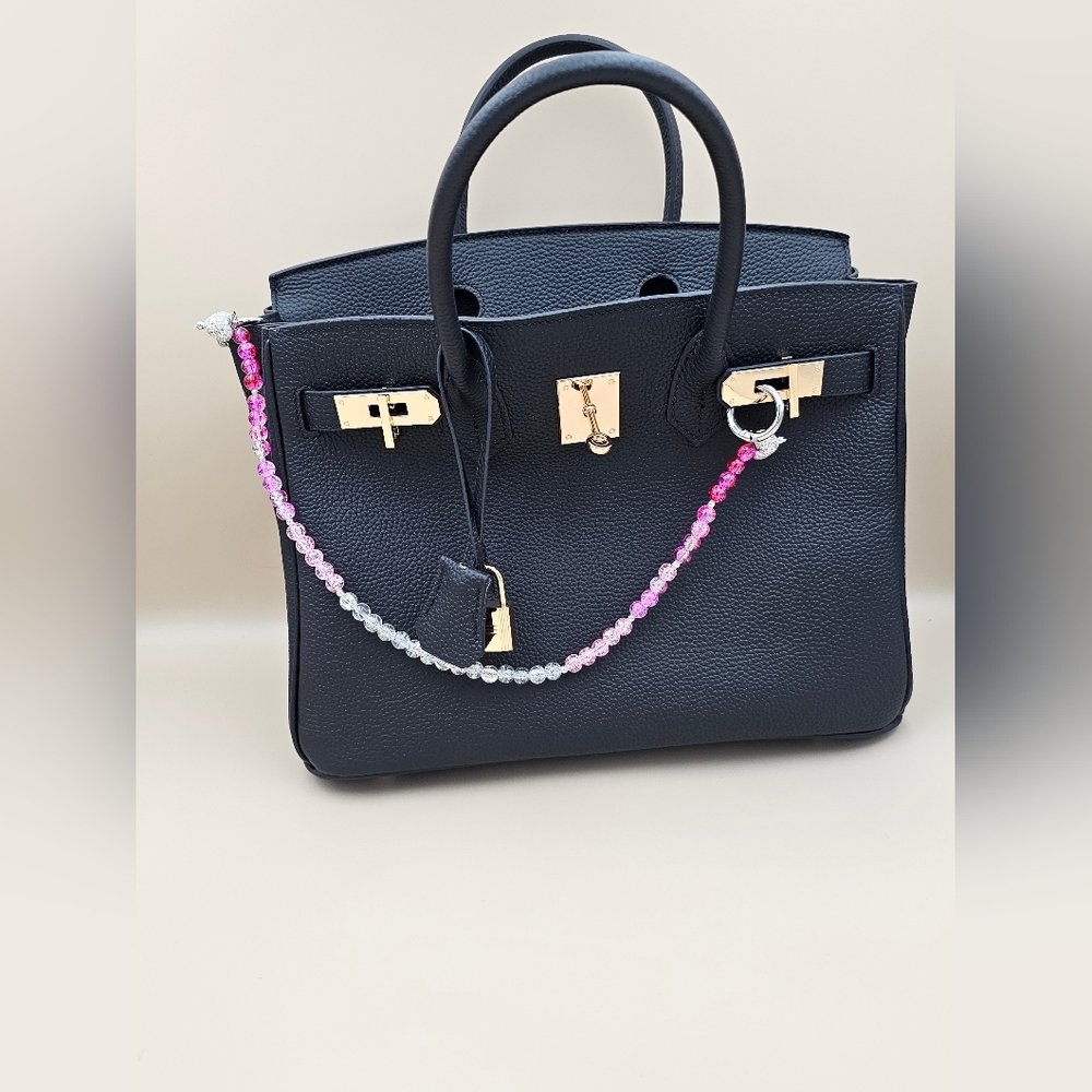Wrap Bag Charm Pink with Hearts